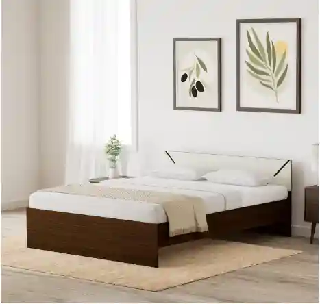 Amazon Brand - Solimo Tucana Engineered Wood Walnut Finish Queen Bed (Brown)